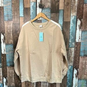 WIHOLL brown striped sleeve sweatshirt